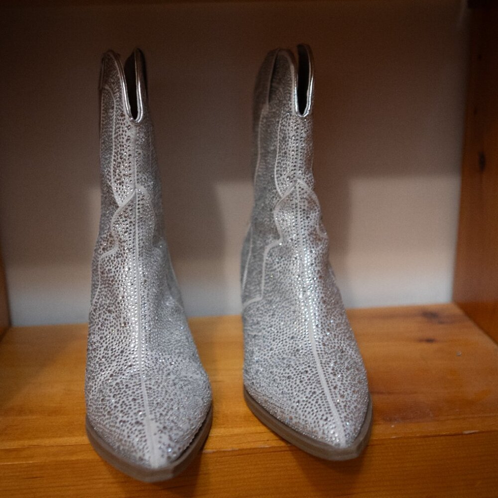 Universal Thread Silver Sparkly Cowboy Ankle Boot… - image 3